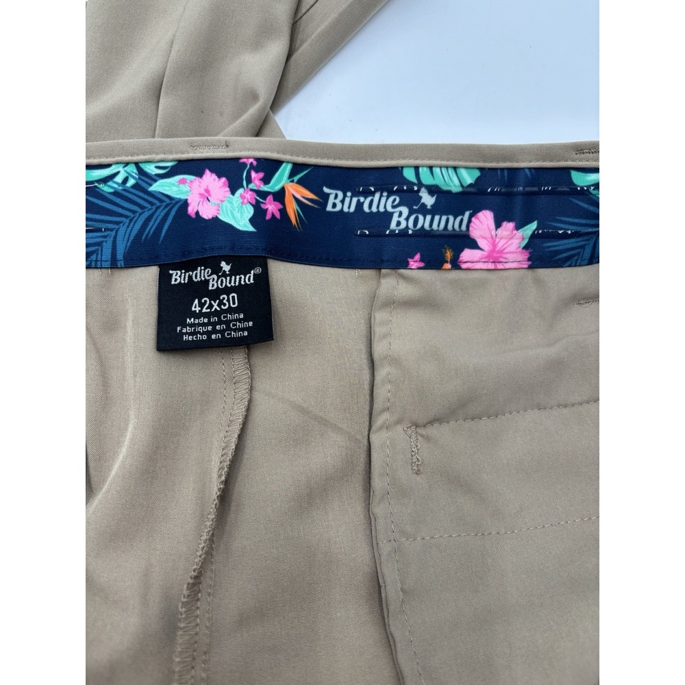Birdie Bound Men's Golf Pants 42x30 Khaki Stretch Big Tall Performance Chino - Picture 2 of 8